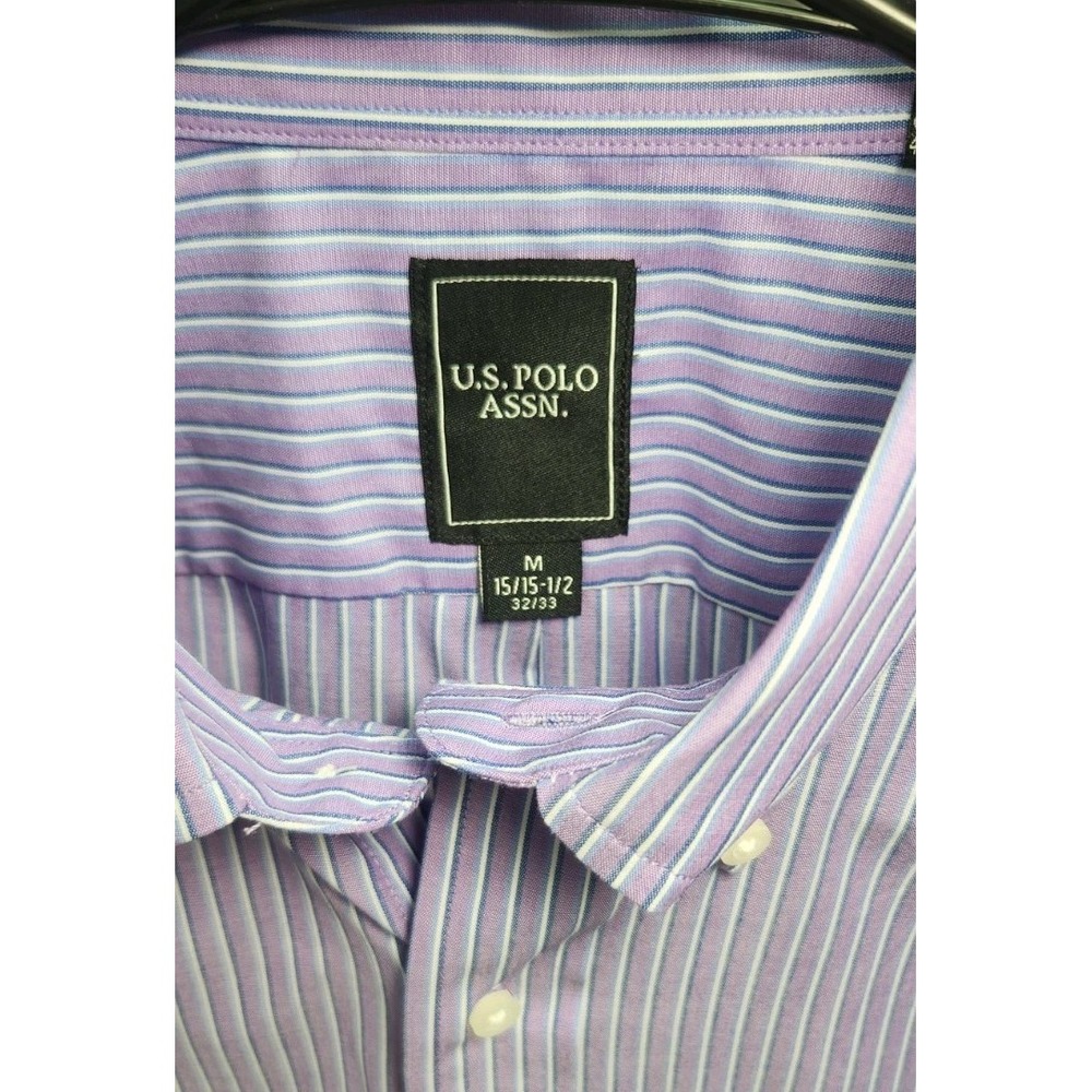 NWT U.S Polo Assn. Men's Button Up Dress Shirt 15/32 Purple Shirt, Summer - Picture 2 of 7